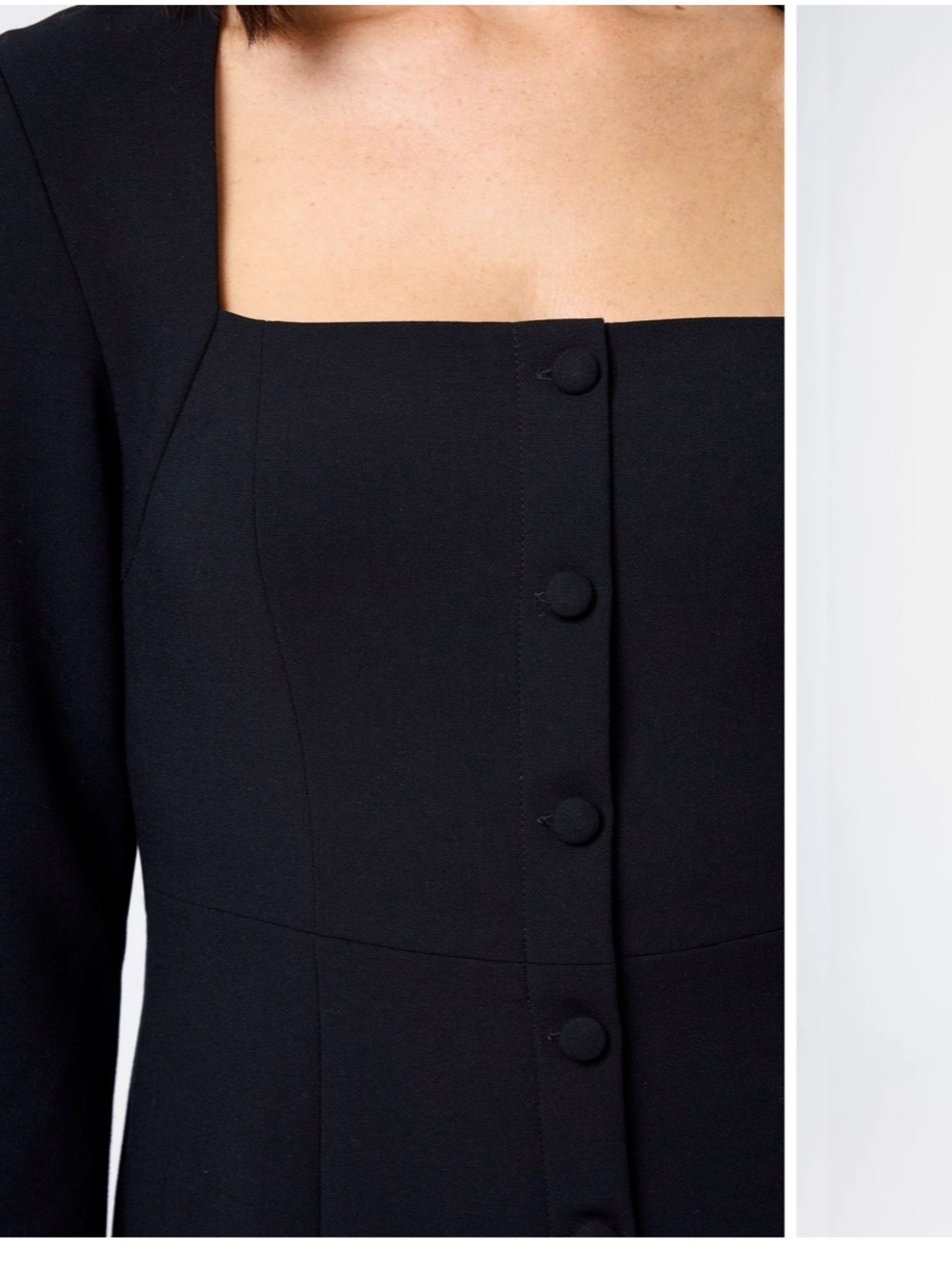 French Connection WHISPER SQUARE NECK LONG SLEEVE MINI DRESS - Picture 4 of 10
